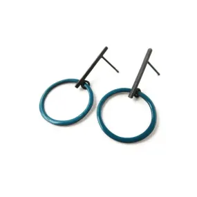 KimyaJoyas Earrings: Turquiose Enamel Circle