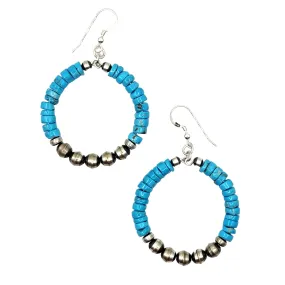 Kingman Turquoise & Silver Bead Earrings