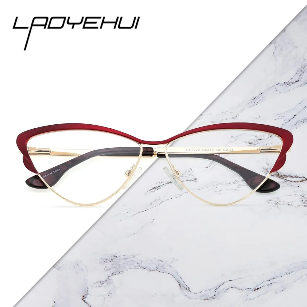 Laoyehui Women's Eyeglasses Cat Eye Reading Glasses Ch8272