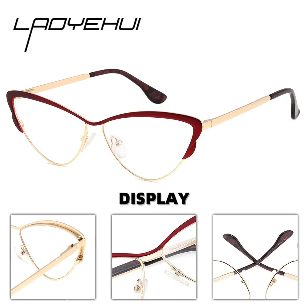 Laoyehui Women's Eyeglasses Cat Eye Reading Glasses Ch8272