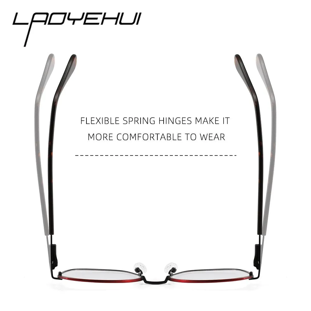 Laoyehui Women's Full Rim Polygon Cat Eye Alloy Reading Glasses Anti-Blue Light Gl9210