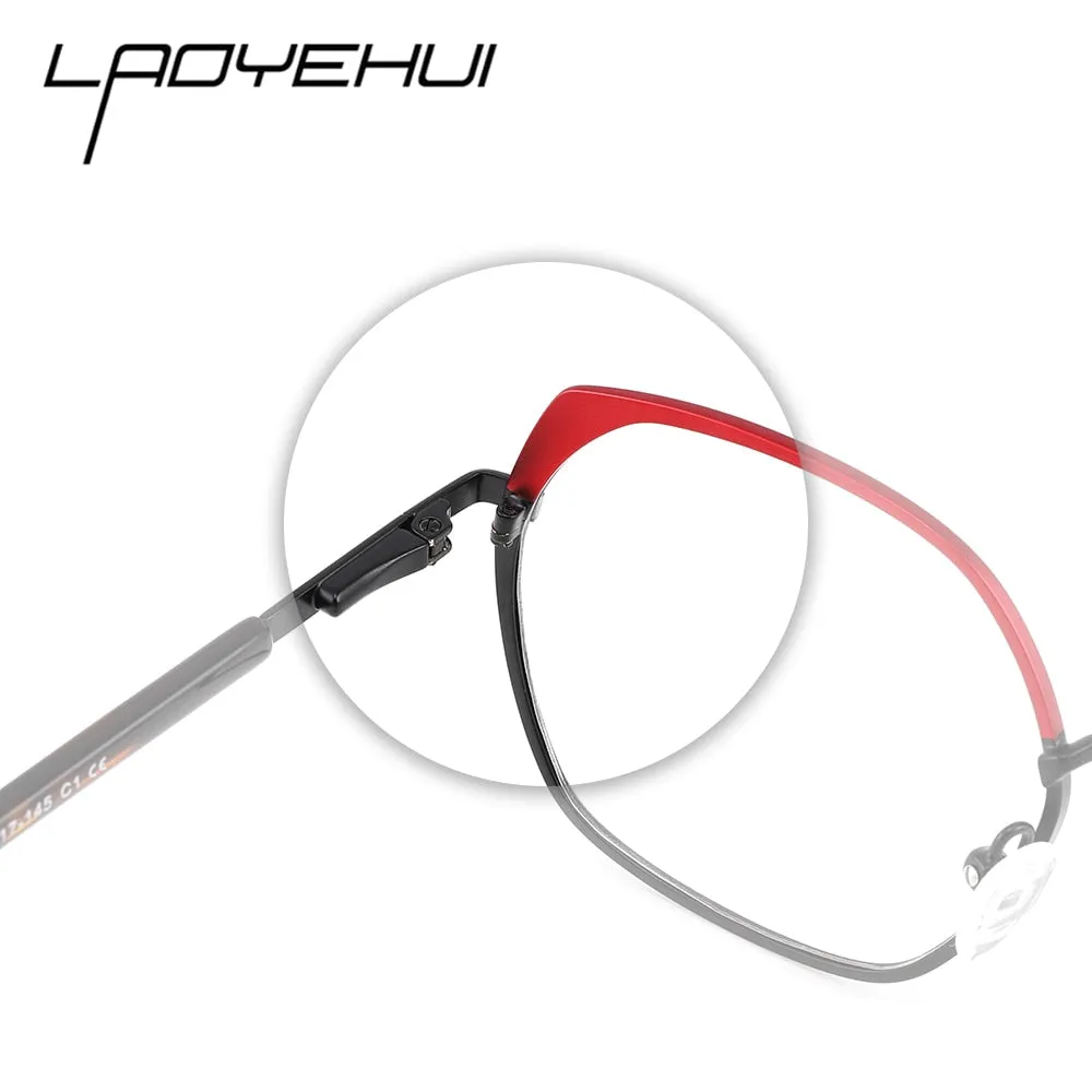 Laoyehui Women's Full Rim Polygon Cat Eye Alloy Reading Glasses Anti-Blue Light Gl9210