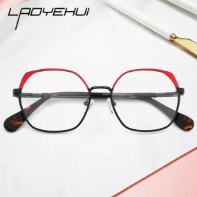 Laoyehui Women's Full Rim Polygon Cat Eye Alloy Reading Glasses Anti-Blue Light Gl9210