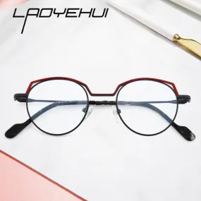 Laoyehui Women's Full Rim Round Cat Eye Acetate Alloy Reading Glasses Anti-Blue Glg9137