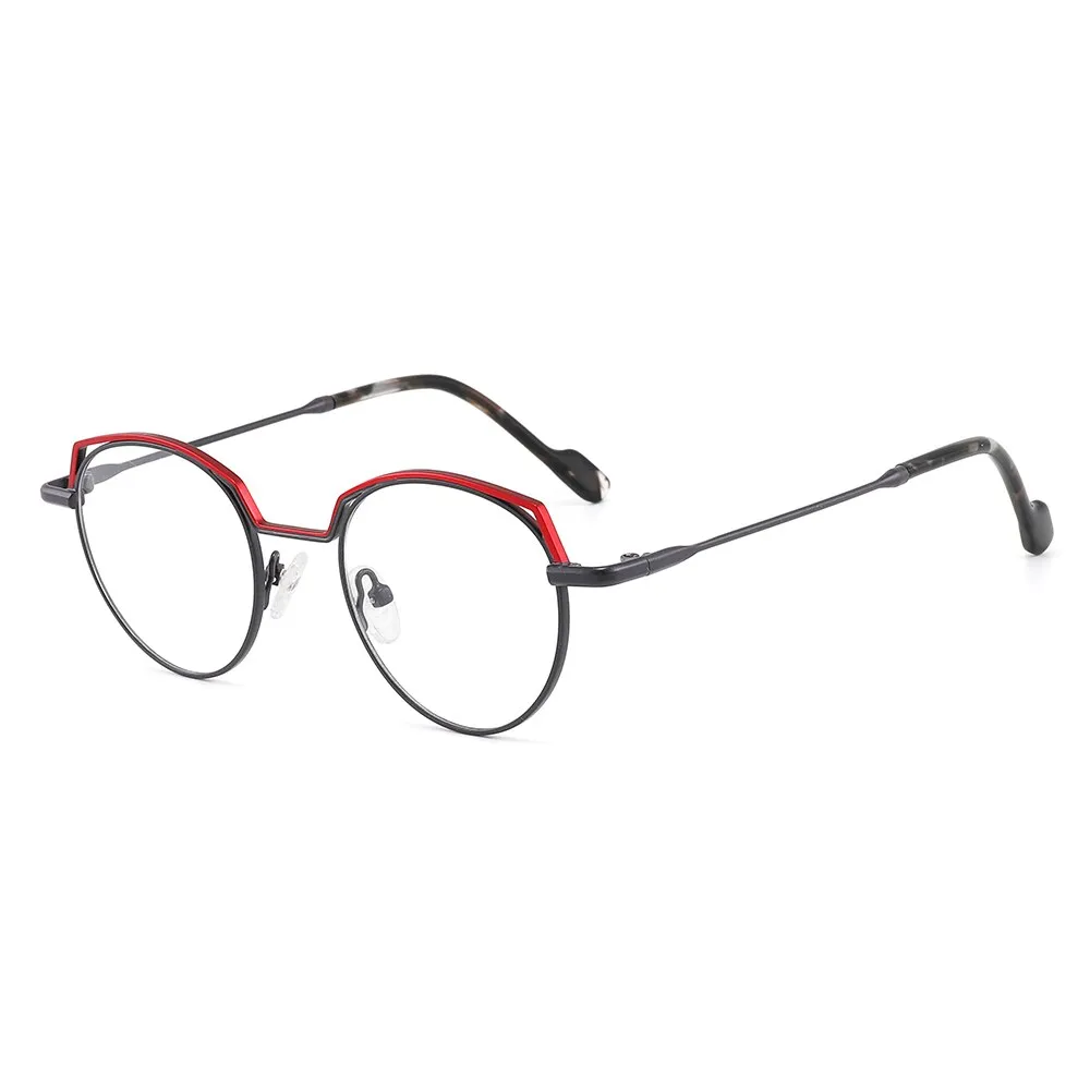 Laoyehui Women's Full Rim Round Cat Eye Acetate Alloy Reading Glasses Anti-Blue Glg9137