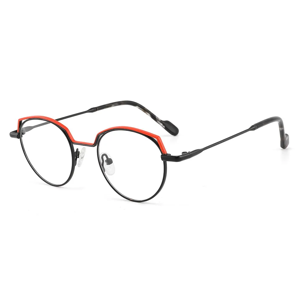 Laoyehui Women's Full Rim Round Cat Eye Acetate Alloy Reading Glasses Anti-Blue Glg9137