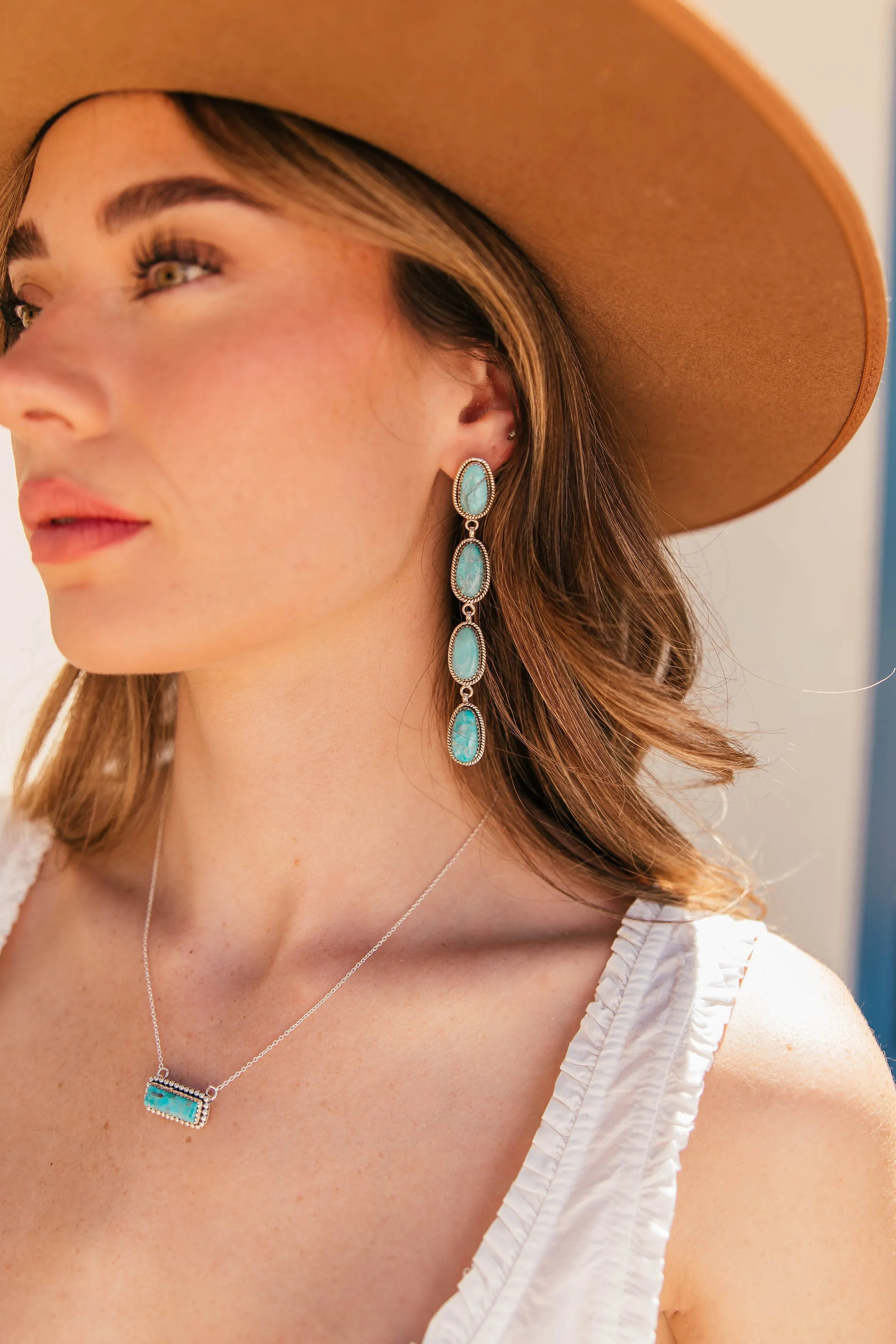 Large Stone Drop Earrings