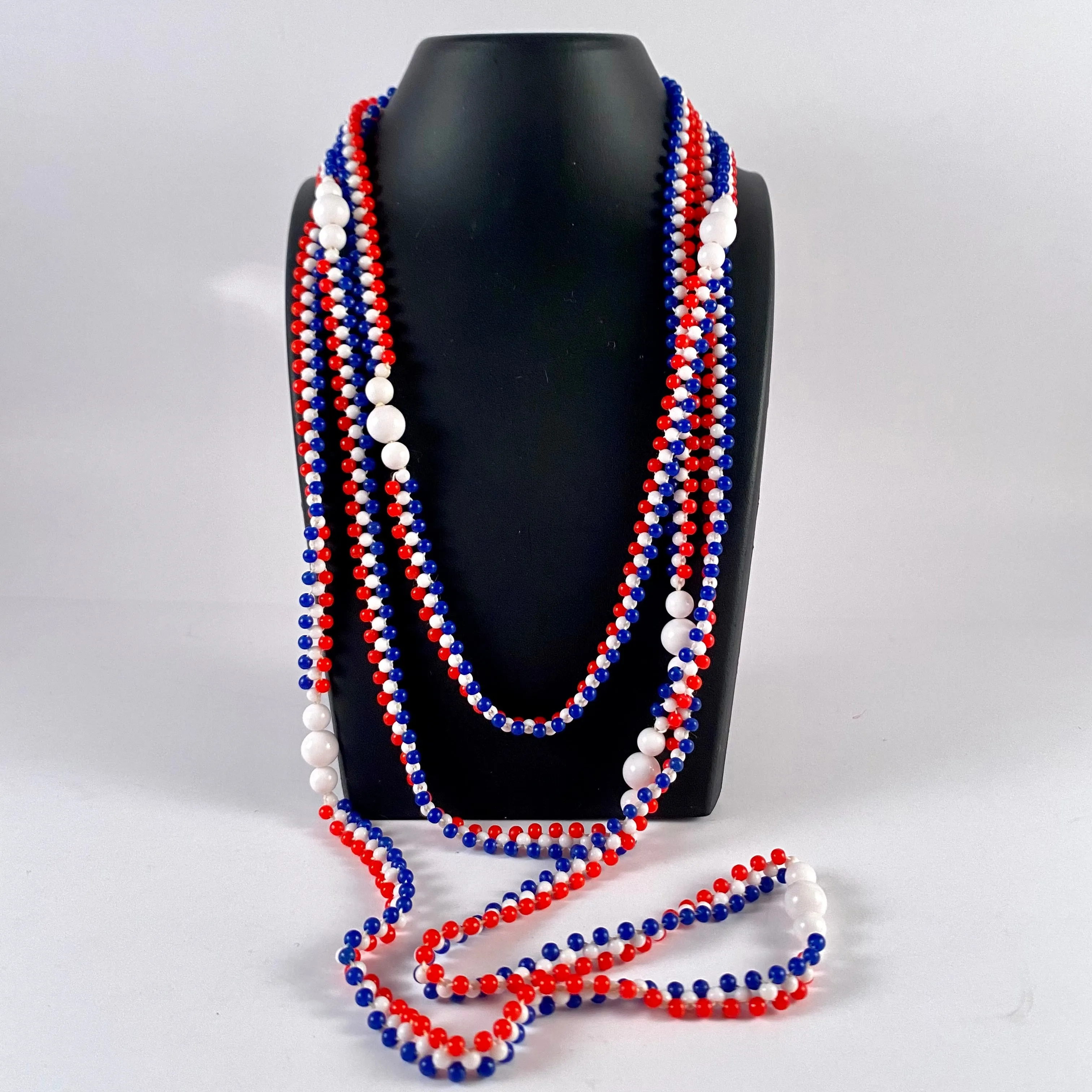 Late 60s/ Early 70s Red, White & Blue Bead Necklace