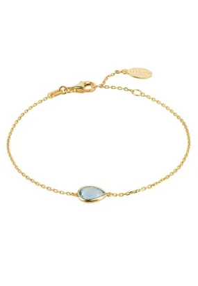 Latelita London Pisa Mini Teardrop Bracelet Gold Blue Topaz