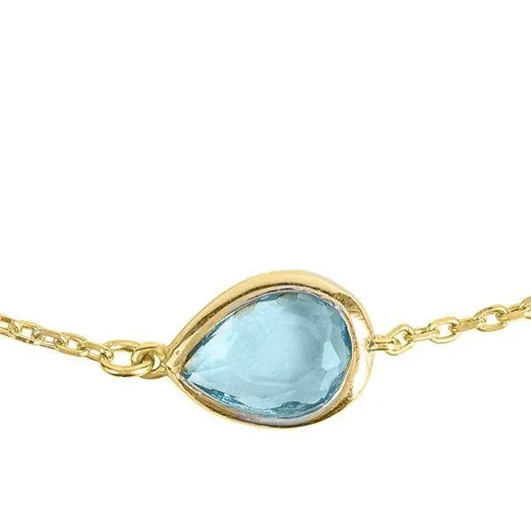 Latelita London Pisa Mini Teardrop Bracelet Gold Blue Topaz