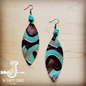 **Leather Oval Earrings in Turquoise Laredo w/ Turquoise Accent 206s