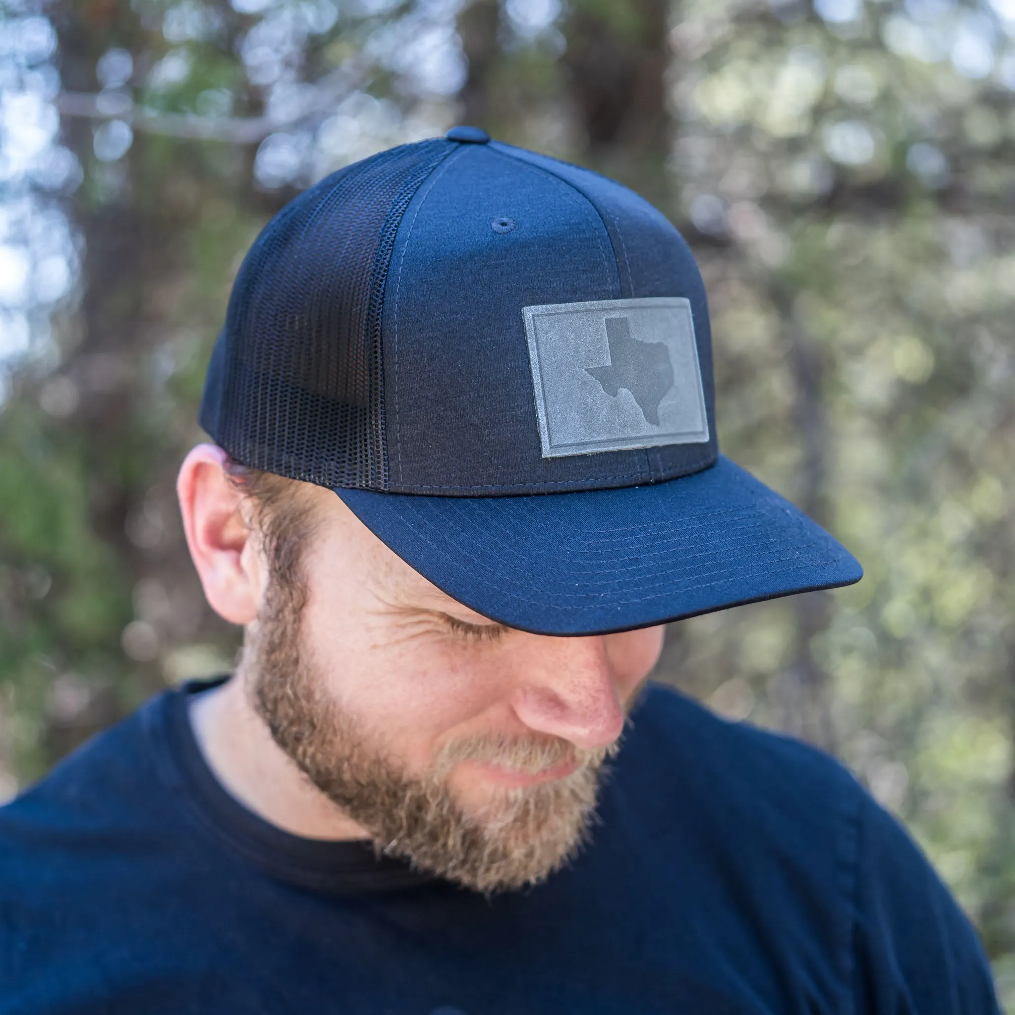 Leather Patch Performance Style Trucker Hat - Texas Stamp