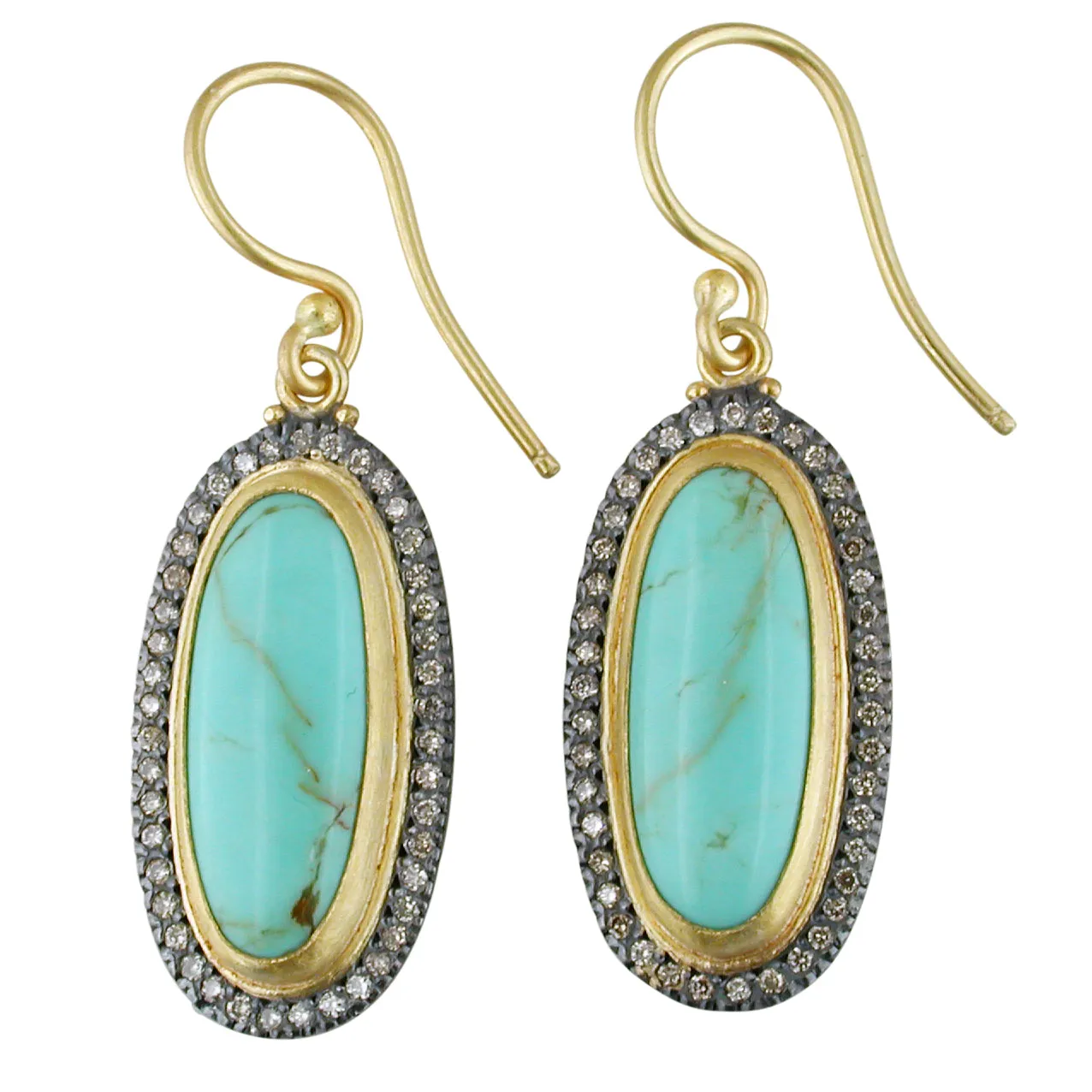 Lika Behar "My World" Earrings with Oval Kingman Turquoise MY-E-100-GXCDTQ