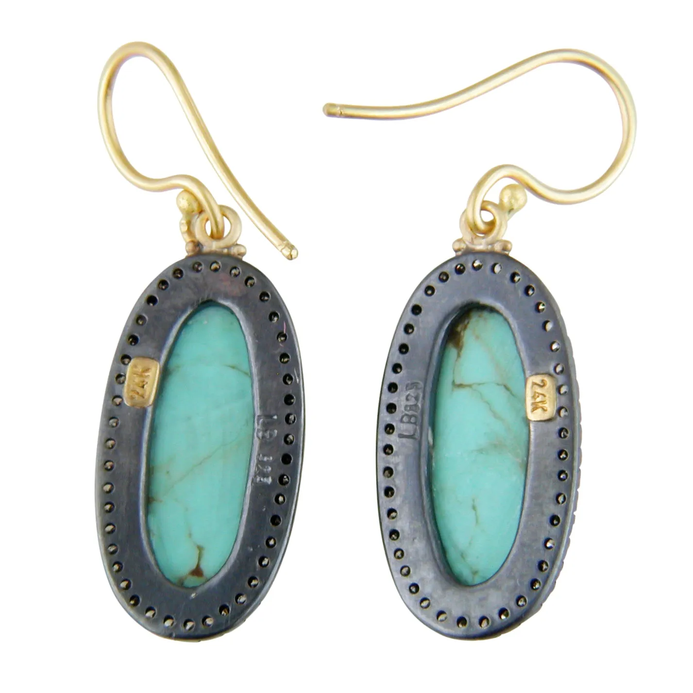 Lika Behar "My World" Earrings with Oval Kingman Turquoise MY-E-100-GXCDTQ