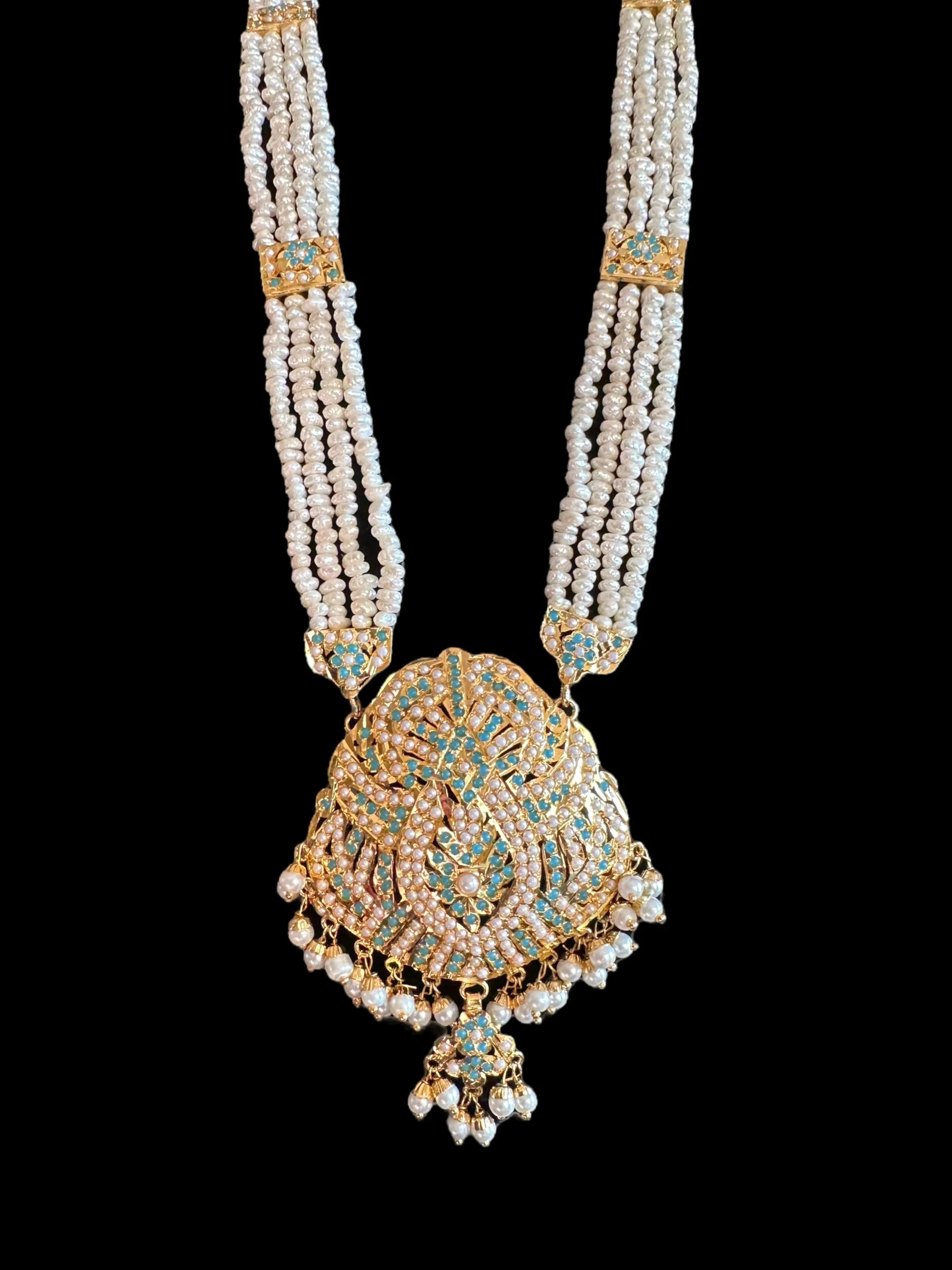 LN207 Rani haar with fresh water pearls in turquoise ( READY TO SHIP )