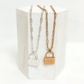 Locked In Necklace with Lock Pendant in Gold