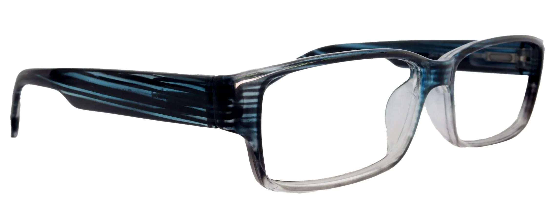 Logan Square Men's Unixes High-End Reading Glasses - Magnifying Readers, Transparent Blue, Rectangular Frame, Inspired by NY Fifth Avenue