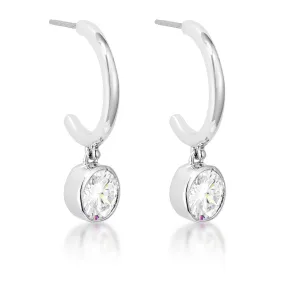 Luella CZ Silver Drop Hooplet Earrings | 1.5ct