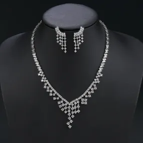 Luxury Bridal Jewelry Set Cubic Zirconia Ladies Party Wedding Necklace And Earrings Set CN10861