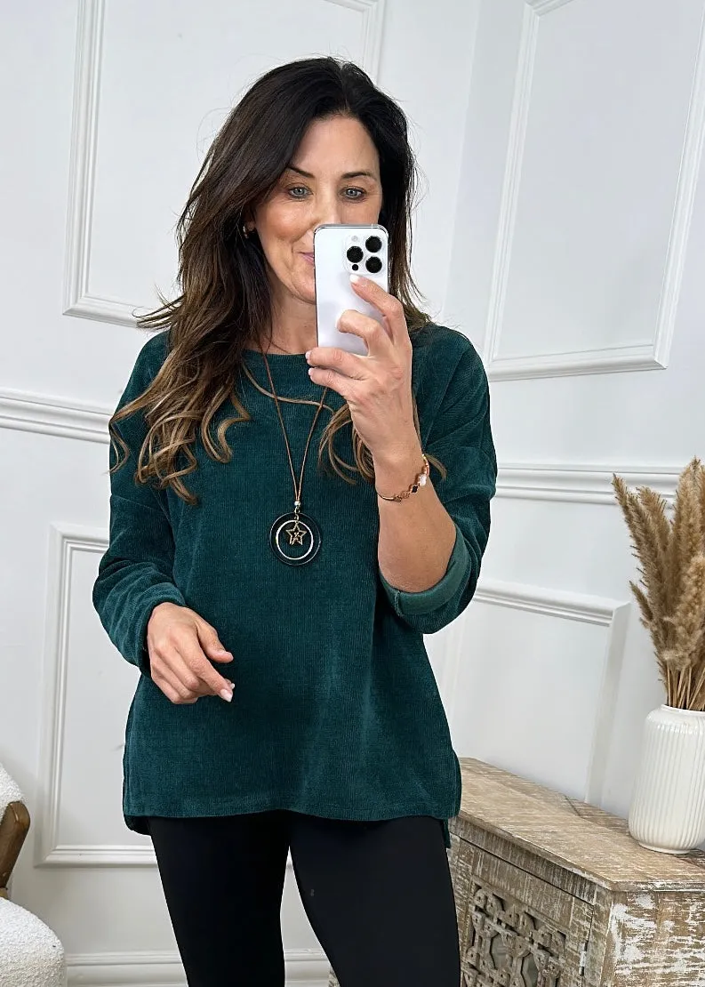 Madlena Teal Velour Necklace Tunic