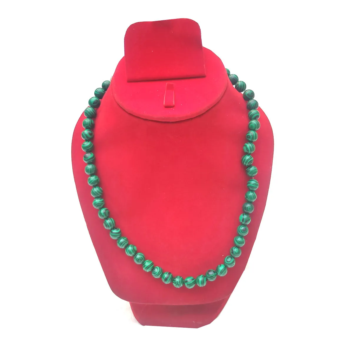 Malachite Crystal Round Beads Necklace 15 Inches, 6mm Beads (Semi-Precious Mala)