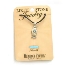 March Penguin Birthstone Pendant (Aquamarine)