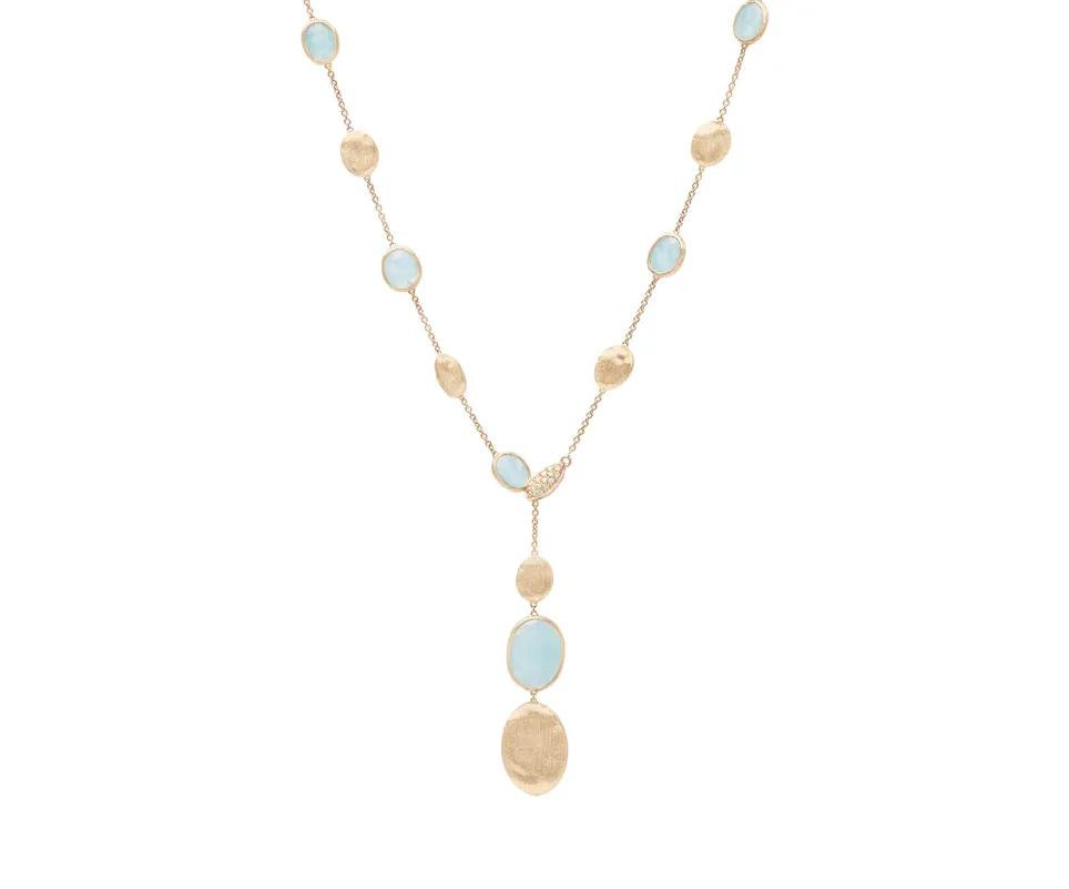 Marco Bicego 18K Yellow Gold, Aquamarine and Diamond Necklace