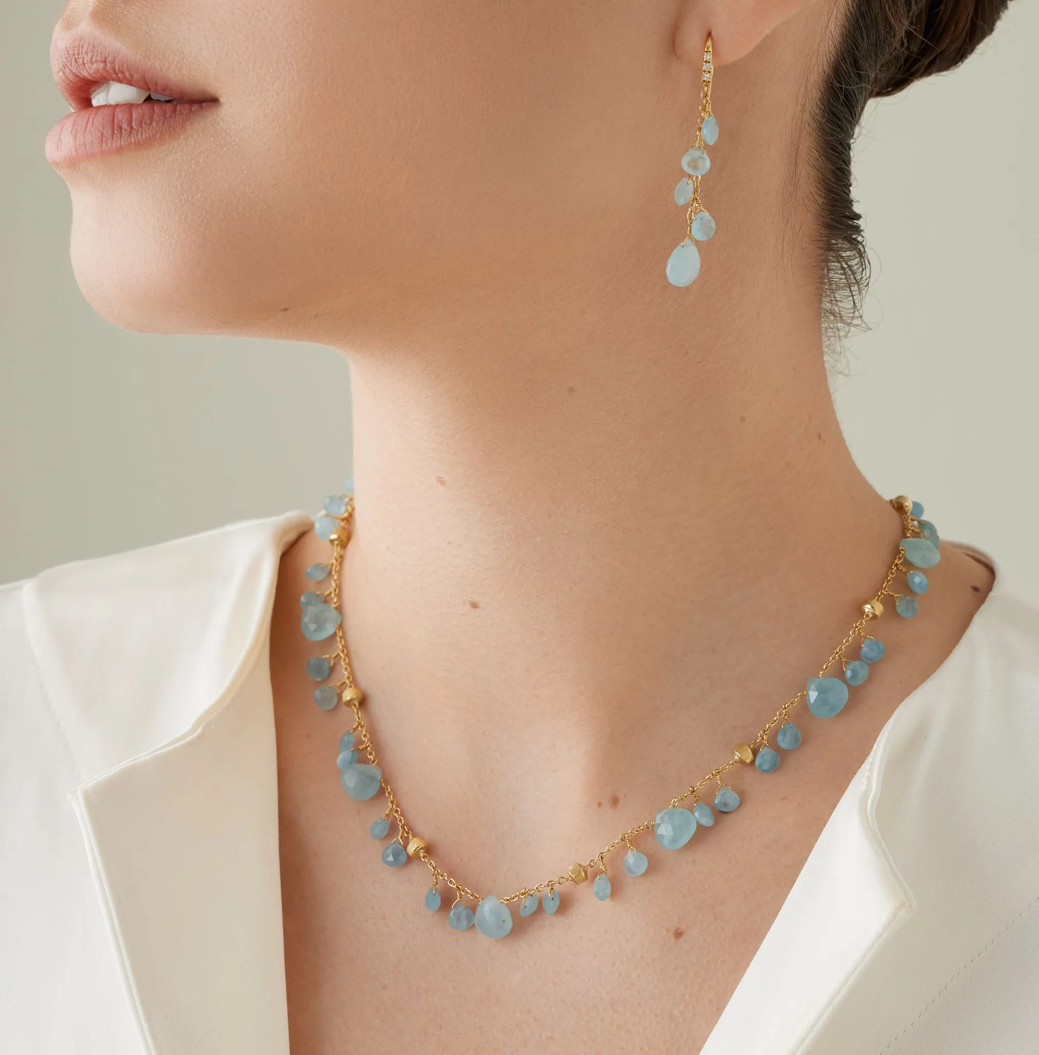 Marco Bicego Paradise Yellow Gold Aquamarine Necklace