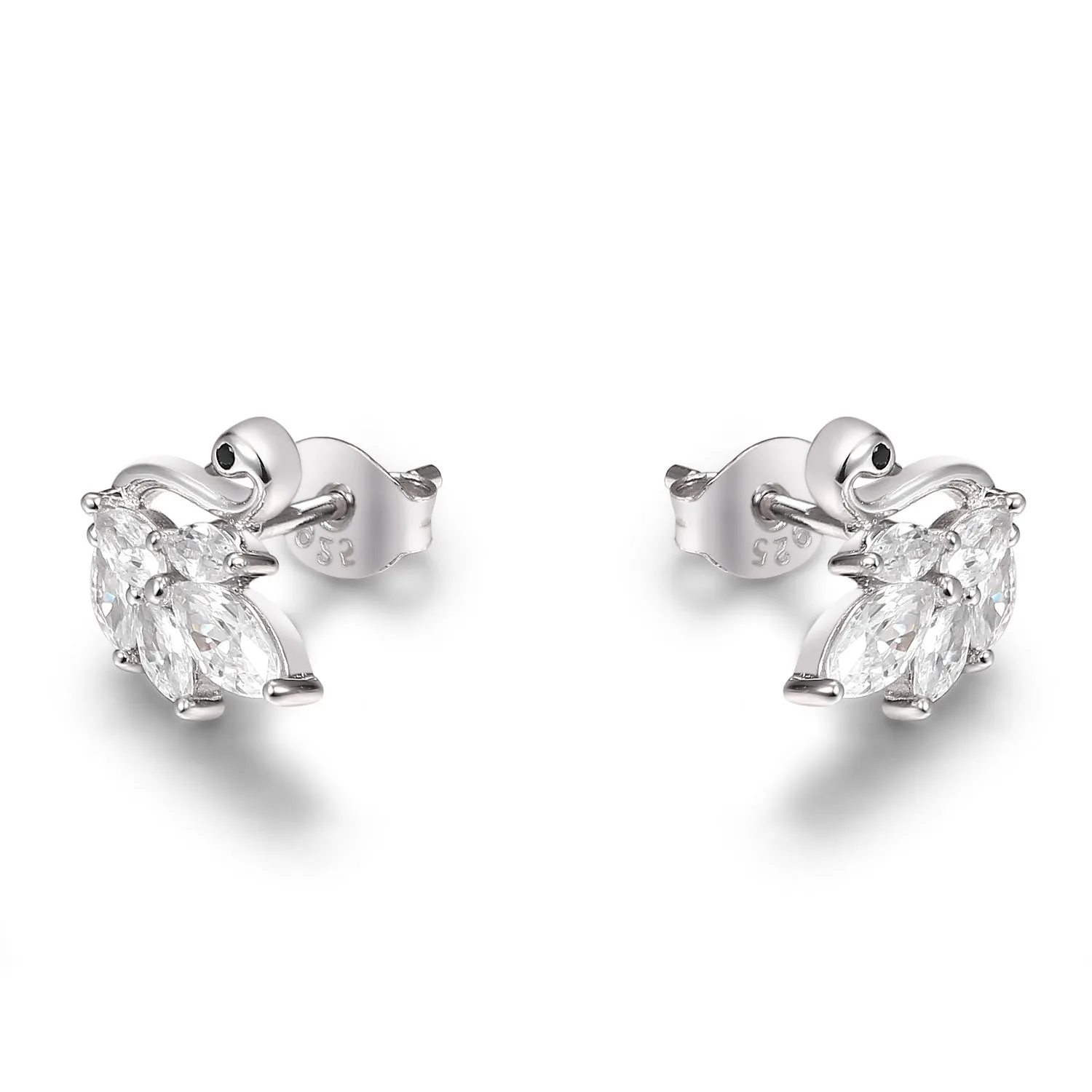 Marquise Zircon Cygnet Silver Studs Earrings for Women