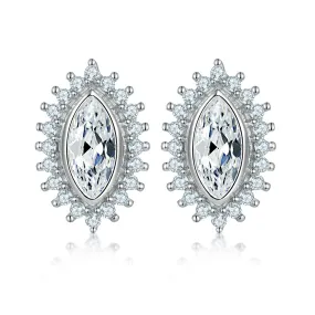 Marquise Zircon Sun Shape Silver Studs Earrings for Women