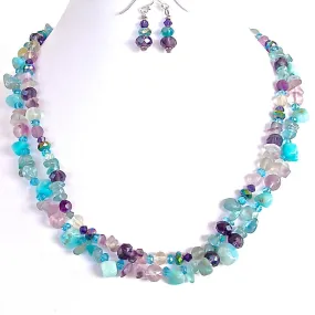 Mermaid: Aqua and Purple Necklace Set