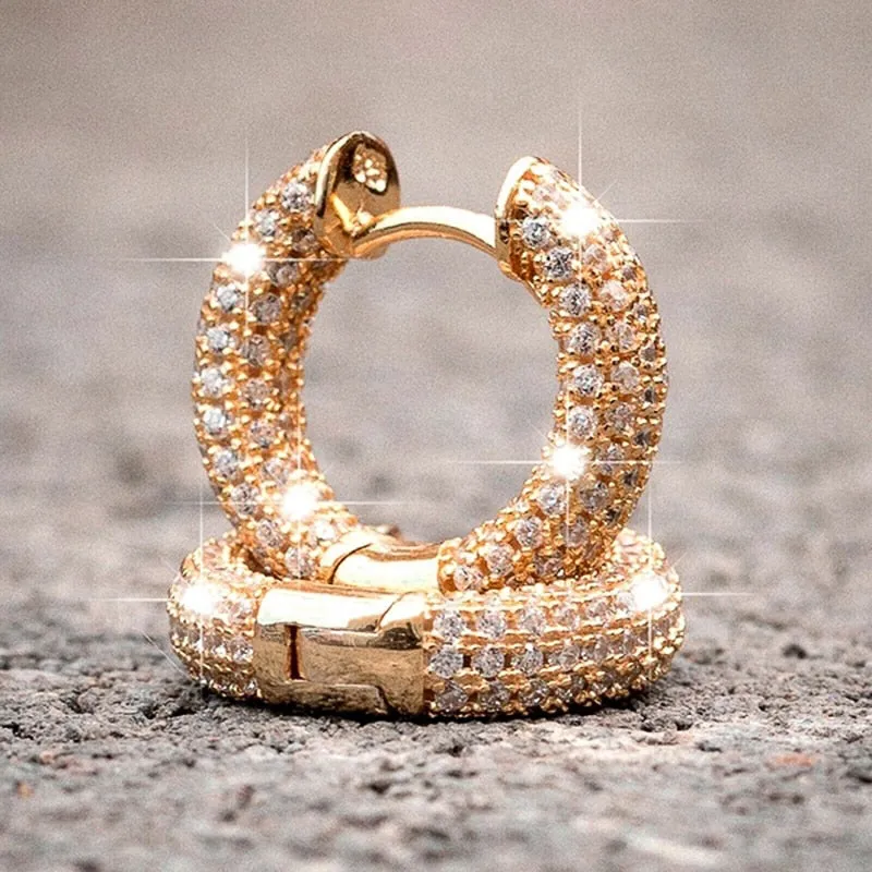 Micro Pave Small Hoop Earrings for Women with Zircon in Silver Color