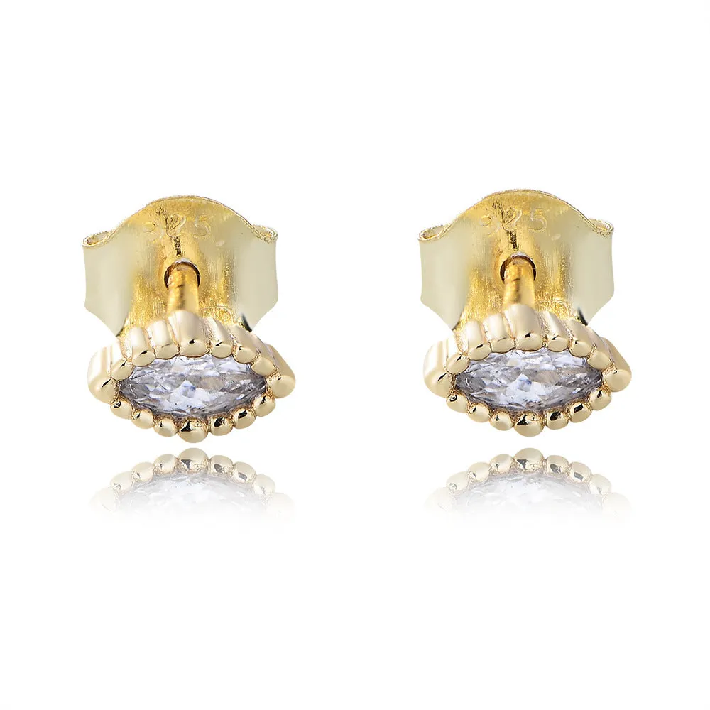 Mini Marquise Zircon Silver Studs Earrings for Women