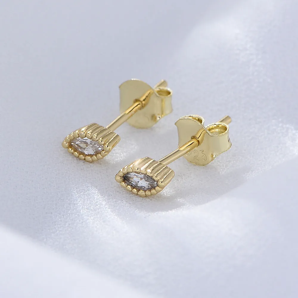 Mini Marquise Zircon Silver Studs Earrings for Women