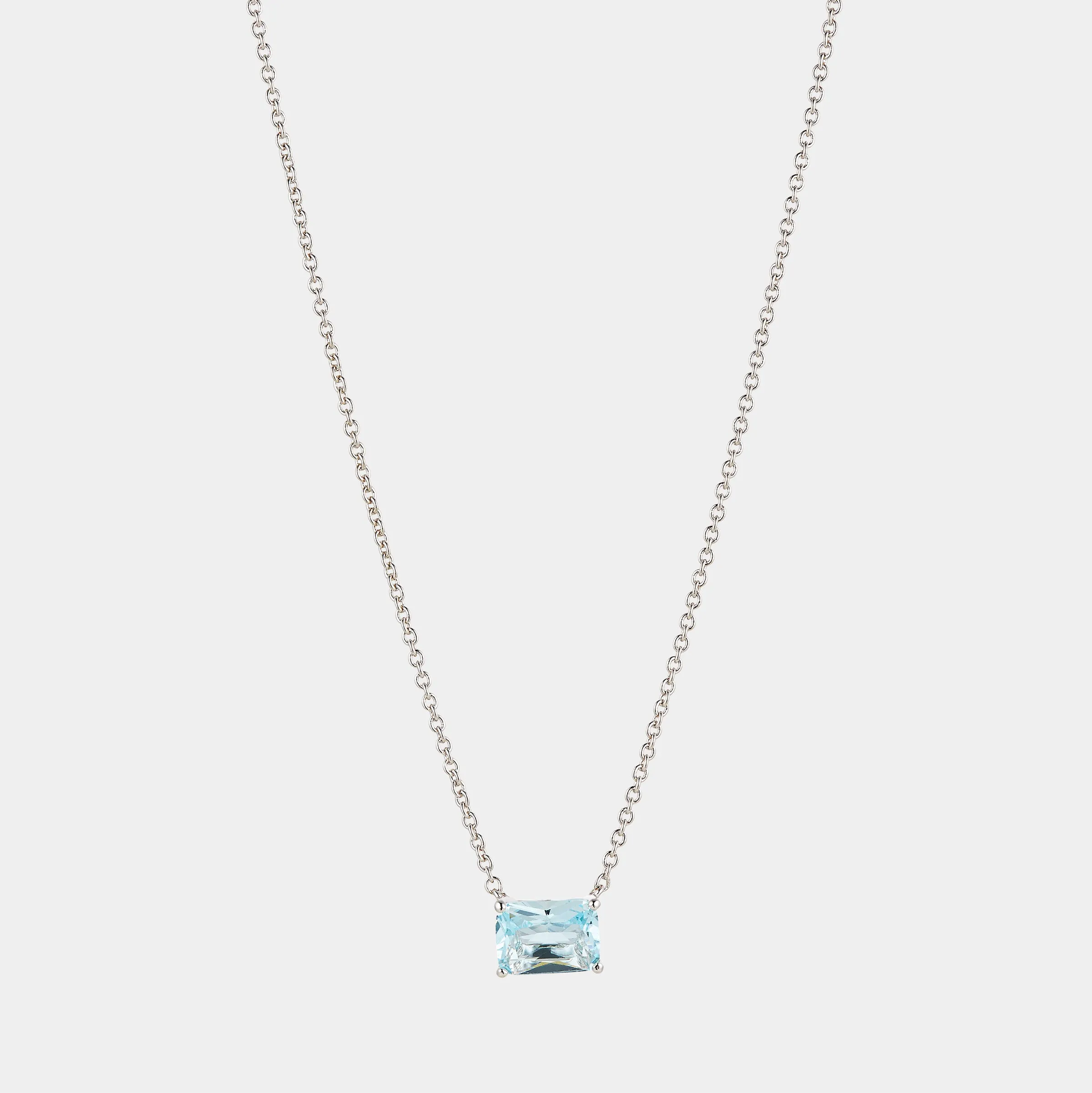 MODERN LOVE LARGE EMERALD CUT AQUA NECKLACE