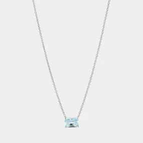 MODERN LOVE LARGE EMERALD CUT AQUA NECKLACE