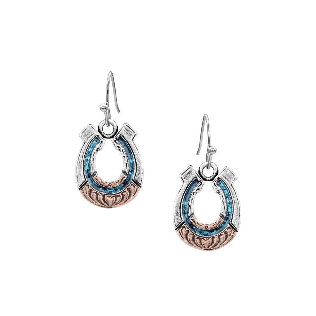 Montana Silversmiths Women's Inner Light Turquoise Horseshoe Earrings