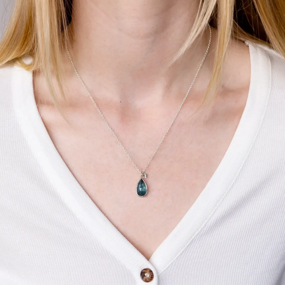 Moss Aqua Theia Necklace in Sterling Silver