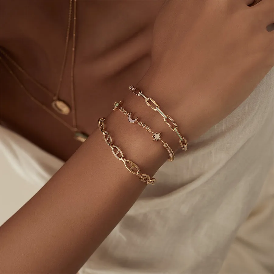 Multi Link Anchor 14K Gold Vermeil Chain Bracelet