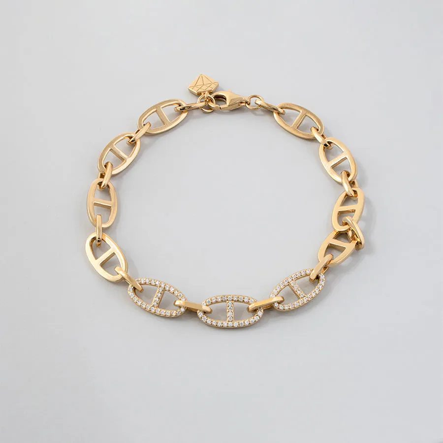 Multi Link Anchor 14K Gold Vermeil Chain Bracelet