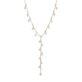 MULTI SHAPE AQUAMARINE   DIAMOND SHAKER Y NECKLACE