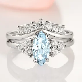 Nadia Aquamarine Ring Set- Sterling Silver