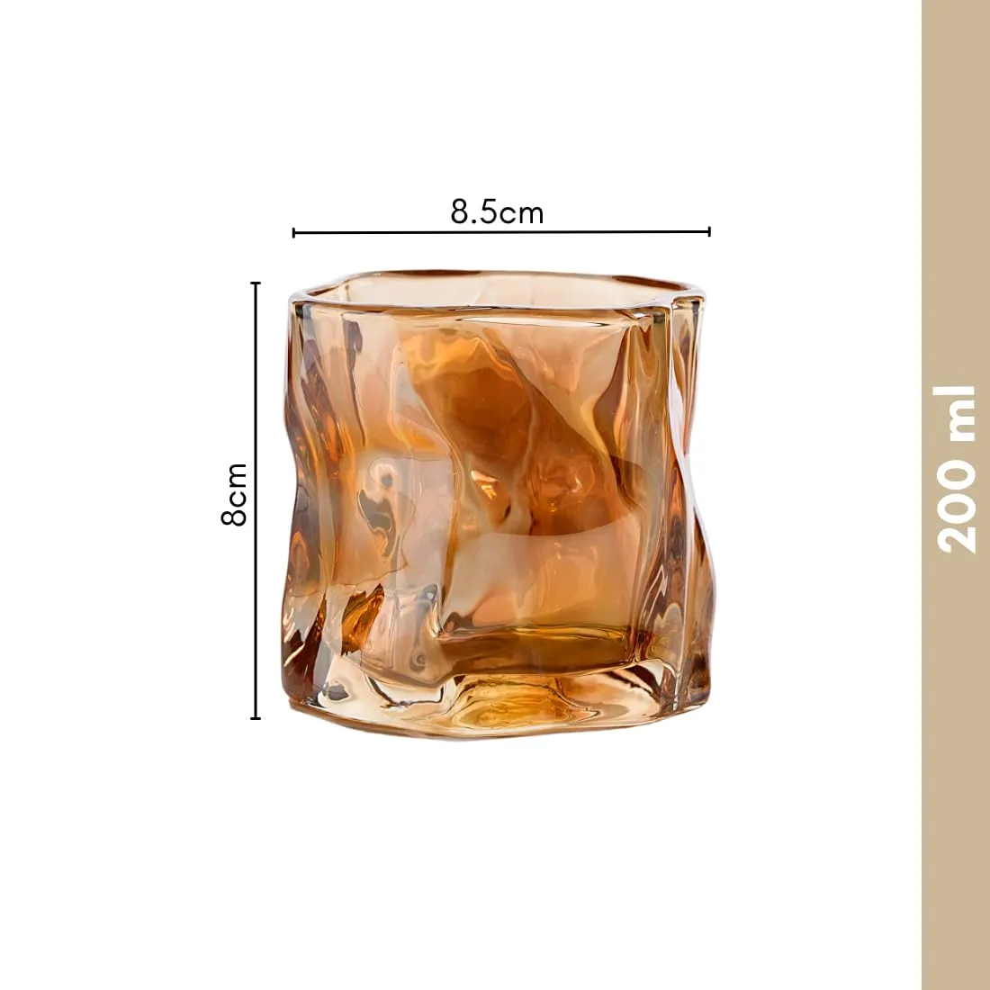 Nestasia Crystal Glass Set of 6 | Enhance Your Drinking Experience | Perfect for Whiskey, Juice, Water and More | Stylish Bar Set Addition | Amber, 200ml