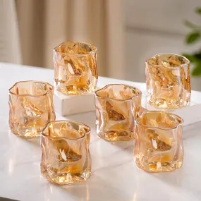 Nestasia Crystal Glass Set of 6 | Enhance Your Drinking Experience | Perfect for Whiskey, Juice, Water and More | Stylish Bar Set Addition | Amber, 200ml