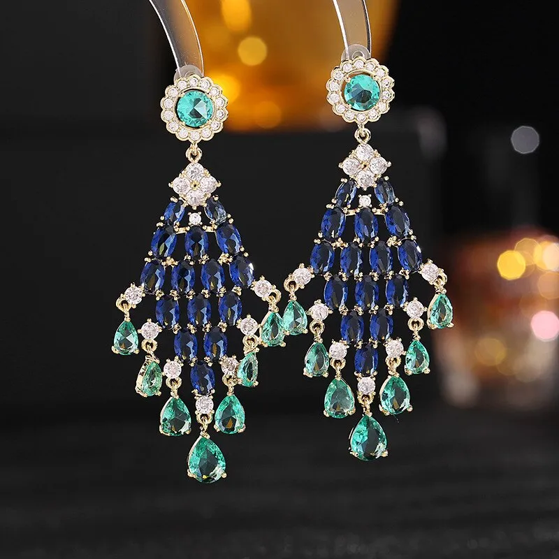 New Trendy cubic zirconia ddiamond water drop earrings women wendding ear jewelry party dress accessories LYG154