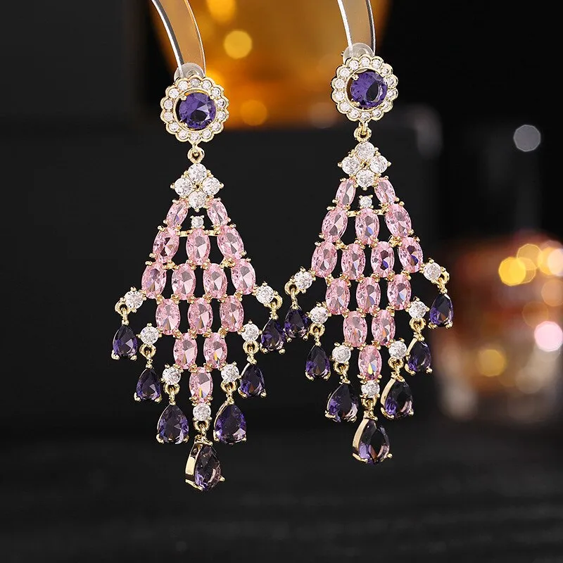 New Trendy cubic zirconia ddiamond water drop earrings women wendding ear jewelry party dress accessories LYG154