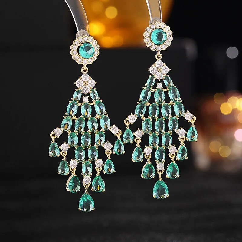 New Trendy cubic zirconia ddiamond water drop earrings women wendding ear jewelry party dress accessories LYG154