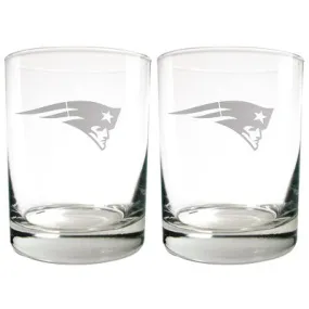 NFL New England Patriots Laser Etched Rocks Glass Set - 2pc