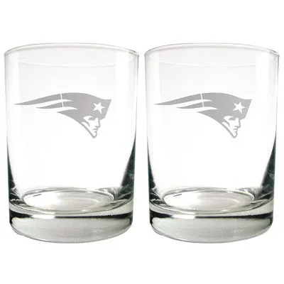 NFL New England Patriots Laser Etched Rocks Glass Set - 2pc