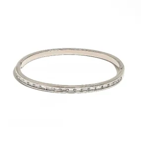 Openable Thin White Zircon Plated Silver Bracelet JLTB0636